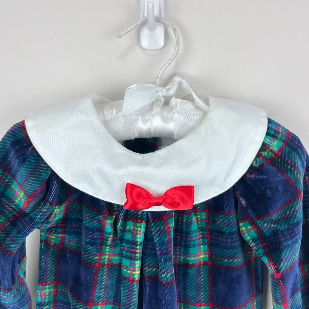 Vintage Gymboree Holiday Plaid Velour One Piece Newborn 3-6 Months NWT